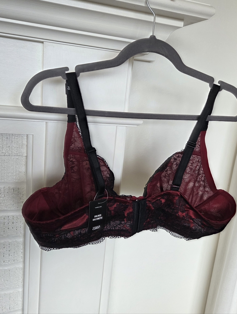New Torrid Curve Unlined Balconette Red With Black Lace Overlay 44B - Picture 2 of 11